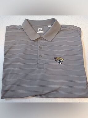 NFL Jacksonville Jaguars Cutter & Buck Gray Striped CB DryTec Polo